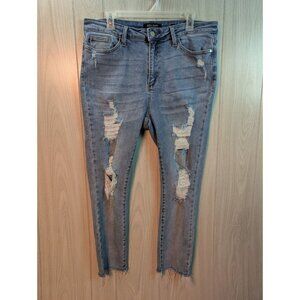 Judy Blue Jeans Womens 13/31 Skinny Fit Slim Casual Distressed Pants Medium Wash